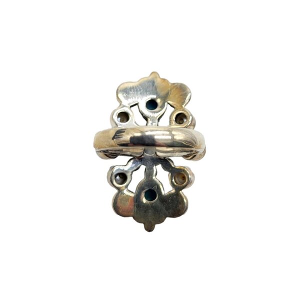 Nicky Butler Sz 7.5 Turquoise Gems Pearl Scroll Ring .925 Sterling Silver Size - Picture 8 of 9